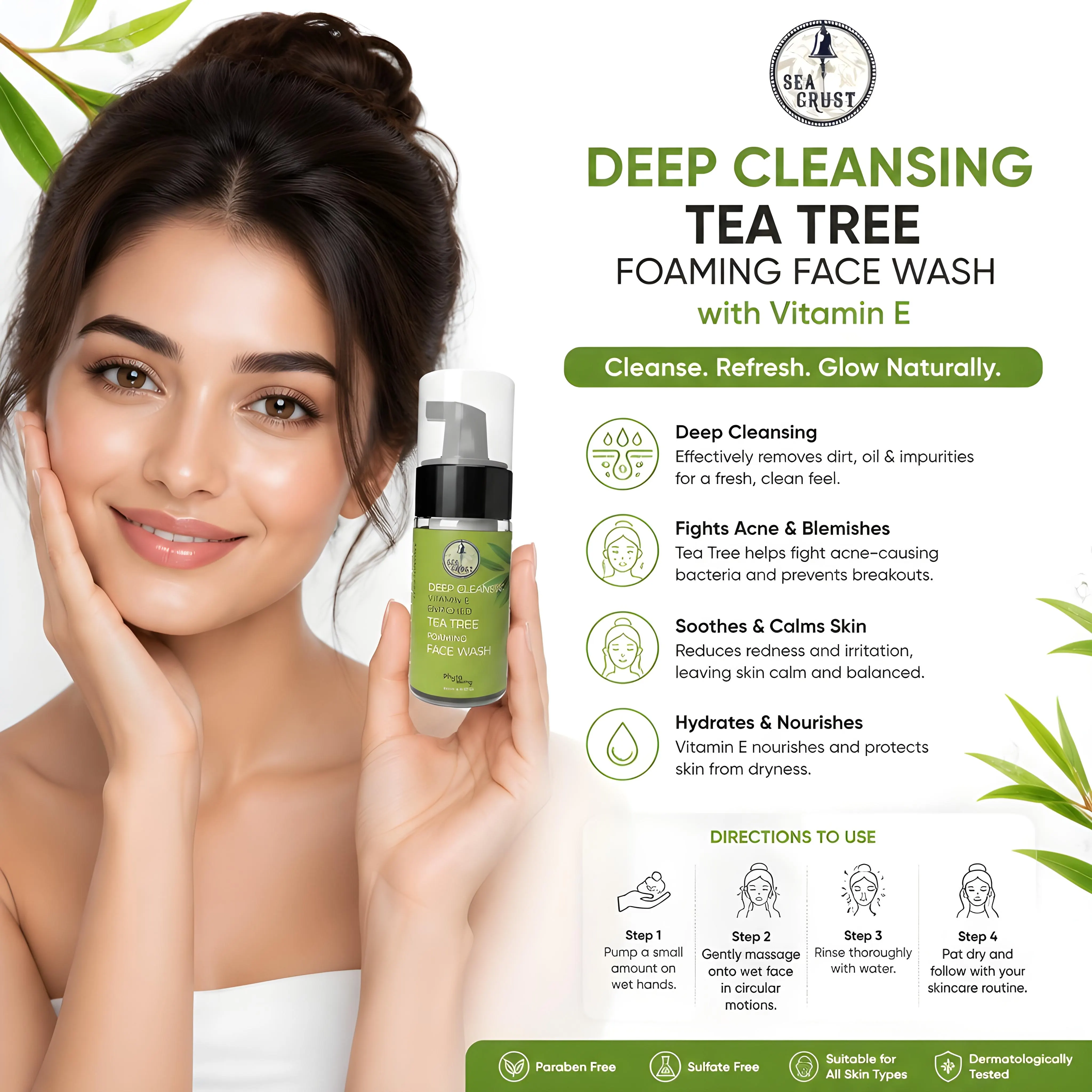 Deep Cleansing Vitamin E Enriched Tea Tree Foaming Face Wash (100ml)